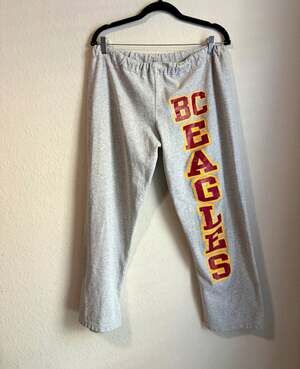 VTG Boston College Eagles Gray Open-Bottom Drawstring Sweats Made in USA Size S
